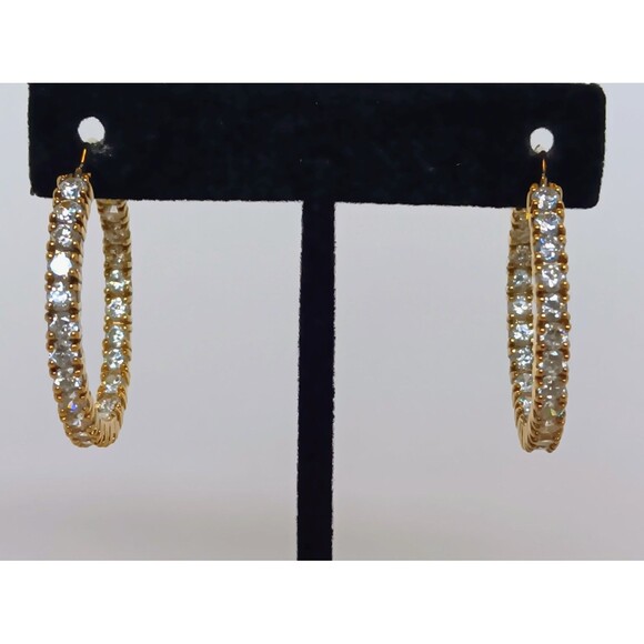 Amsterdam Diamond Inc Jewelry - Vermeil ADI 925 Sterling Silver Cubic Zirconia Inside Out Hoop Earrings 1.25 in